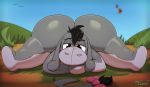  2019 absurd_res ambiguous_gender animate_inanimate anthro asinus big_butt butt digital_drawing_(artwork) digital_media_(artwork) disney donkey eeyore equid equine front_view hi_res huge_butt living_plushie looking_at_viewer lying mammal miso_souperstar on_front outside plushie signature solo thick_thighs winnie_the_pooh_(franchise) 