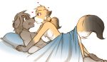  &lt;3 2016 all_fours anthro bed bed_sheet bedding boop brown_eyes brown_fur canid canine canis chest_tuft convenient_censorship digital_media_(artwork) dipstick_tail domestic_dog duo embarrassed evals eye_contact fox fur gloves_(marking) looking_at_another male male/male mammal markings mike_(twokinds) multicolored_fur multicolored_tail nude ponytail simple_background smile socks_(marking) sweat sweatdrop tom_fischbach tuft two_tone_fur twokinds webcomic white_background white_fur yellow_fur 