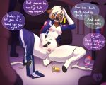  2018 absurd_res anthro antlers balls being_watched belly beverage big_areolas blonde_hair breast_growth breasts brown_eyes brown_fur cervid chastity_cage clothed clothing dialogue dickgirl digital_media_(artwork) ear_tag english_text fur gender_transformation hair halloween hi_res holidays horn humanoid_penis intersex looking_at_another mammal micropenis nipples open_mouth party penis penis_shrinking small_balls small_penis solo_focus surprise text thick_thighs transformation tyroo white_fur 