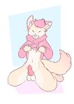  animal_genitalia animal_penis anthro balls blush canid canine canine_penis canis cat-boots clothed clothing digital_media_(artwork) erection feet fur hair knot male mammal penis simple_background smile solo toes wolf 