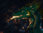  2019 detailed_background digital_media_(artwork) dragon fire headshot_portrait lukiri open_mouth portrait solo 