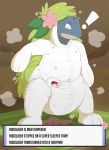  anthro breasts bunnykisses diaper english_text female hi_res legendary_pok&eacute;mon nidoqueen nintendo onesie pok&eacute;mon pok&eacute;mon_(species) shaymin solo surprise text video_games 
