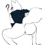  2019 alopex anthro anus arctic_fox butt canid canine clothed clothing digital_media_(artwork) female fox fur hi_res looking_back mammal nude ownychan pussy simple_background solo solo_focus teenage_mutant_ninja_turtles thick_thighs white_fur 