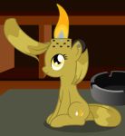  amber_eyes ash_tray ashtray badumsquish cutie_mark equid equine fan_character female fire horse lighter mammal my_little_pony pony sitting solo table zippo_lighter 