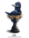 ambiguous_gender avian bird black_eyes black_feathers chess corvid cryptid-creations feathered_wings feathers humor nest pun rook_(bird) rook_(chess) simple_background solo visual_pun white_background wings 