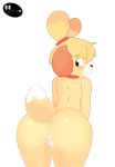  2019 animal_crossing anthro blush butt canid canine canis digital_media_(artwork) domestic_dog female fur hair hi_res isabelle_(animal_crossing) looking_at_viewer mammal nintendo nude pussy shih_tzu simple_background solo toy_dog video_games yellow_fur yiankut_kugt 
