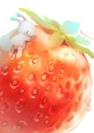  animal bunny commentary_request food fruit highres manino_(mofuritaionaka) no_humans original oversized_food signature simple_background strawberry white_background 
