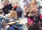  4girls absurdres are armor armored_dress artoria_pendragon_(all) breastplate breasts cape fate/grand_order fate_(series) fur-trimmed_cape fur_trim gauntlets glowing glowing_sword glowing_weapon highres holding holding_sword holding_weapon huge_filesize jeanne_d&#039;arc_(alter)_(fate) jeanne_d&#039;arc_(fate) jeanne_d&#039;arc_(fate)_(all) large_breasts multiple_girls or peperon_(peperou) saber saber_alter sword weapon 