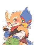  abby00531 anthro avian bird blush canid canine clothed clothing duo falco_lombardi fox_mccloud grope male male/male mammal nintendo star_fox tearing video_games 