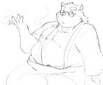  2019 anthro belly clothing exe_exem eyewear glasses humanoid_hands leib_(tas) male mammal moobs overweight overweight_male polar_bear robe simple_background sitting smoking solo tokyo_afterschool_summoners ursid ursine video_games 