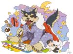  beverage blush bone canid canine canis cape clothing cloud cookie crayon domestic_dog food frisbee garmr gomtang happy hot_chocolate male mammal marshmallow moon pajamas plushie smile star tokyo_afterschool_summoners video_games 