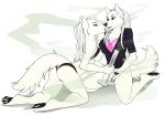  anthro bong breasts butt canid canine canis clothing covering covering_crotch drugs duo female female/female kittentits mammal open_mouth shotgunning smile smoke underwear wolf 