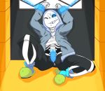  animated_skeleton blue_penis bone clothed clothing heibertee humanoid male not_furry penis sans_(undertale) skeleton solo undead undertale video_games 