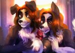  2019 5_fingers anthro anthro_on_anthro areola black_nose breasts brown_eyes brown_hair canid canine canis cara_(juracollie) child daughter detailed_background digital_media_(artwork) domestic_dog eri-yo faceless_male female hair incest jura_(juracollie) male male/female mammal mother mother_and_daughter nipples parent penis sex titfuck young 