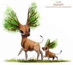  age_difference ambiguous_gender antlers black_eyes branch branch_antlers brown_eyes cryptid-creations cub duo feral flora_fauna giraffid grass horn humor leaf mammal okapi parent parent_and_child plant pun quadruped simple_background size_difference tree visual_pun white_background wood young 