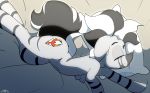  2019 absurd_res ambiguous_gender cutie_mark digital_media_(artwork) equid equine eyes_closed fan_character hi_res lying mammal my_little_pony n0nnny on_side pillow solo zebra 