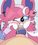  &lt;3 2019 anthro balls blush canid canine cum digital_media_(artwork) eeveelution erection fan_character fellatio first_person_view fishys1 fur hair human humanoid_penis looking_at_viewer male male/male mammal nintendo open_mouth oral penile penis pok&eacute;mon pok&eacute;mon_(species) sex simple_background smile sylveon video_games white_fur 