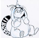  benjamin_clawhauser black_and_white briskby cheetah disney felid feline happy hi_res kigurumi line_art male mammal monochrome simple_background sketch smile solo white_background zootopia 