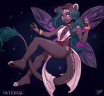  2019 anthro breasts digital_media_(artwork) dragon fairy felid feline female hair hybrid insect_wings kaitycuddle mammal smile solo wings 