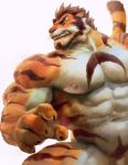  anthro big_muscles clothed clothing felid hi_res hulooo male mammal muscular pantherine tiger topless uleez 