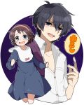  1boy 1girl ahoge blue_eyes blush brown_hair commentary_request corpse_party crying hairband itukik kizami_yuuya mochida_yuka open_mouth school_uniform short_hair 