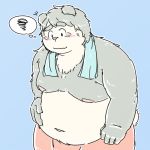  2016 anthro belly blue_background blush bmf_6666 clothing giant_panda humanoid_hands male mammal moobs navel nipples overweight overweight_male shorts simple_background solo towel ursid 