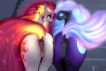  2019 anatomically_correct anatomically_correct_pussy animal_genitalia animal_pussy anus butt cutie_mark dock duo equid equine equine_pussy female female/female feral friendship_is_magic hi_res horn incest mammal mercurial64 my_little_pony nightmare_moon_(mlp) pussy rear_view saliva saliva_string sibling sister sisters tongue tongue_out unicorn 