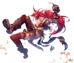  1girl battle_chasers breasts cleavage large_breasts long_hair midriff ponytail red_hair red_monika 