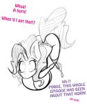  anthro ball butt candy candy_cane clothing dialogue english_text equid equine female food friendship_is_magic hi_res horse jrvanesbroek legwear mammal monochrome my_little_pony panties pinkie_pie_(mlp) pony sketch socks solo text underwear 