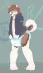  anthro blush candy canid canine canis clothing cuddlehooves diaper domestic_dog embarrassed food hi_res jacket jason klee-kai lollipop male mammal solo 