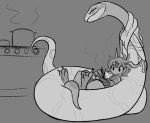  blitzdrachin cooking dragon eating feral food greyscale monochrome noodles ramen reptile scalie sifyro sketch snake 