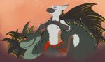  anthro avian beak breasts clothing dragon female feral fin flamespitter gryphon multi_nipple nipples scales scalie simple_background 