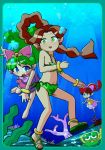  3girls animated blue_eyes brown_hair green_eyes green_hair lip_(panel_de_pon) multiple_girls panel_de_pon ruby_(panel_de_pon) swimsuit thiana_(panel_de_pon) water 