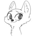  2018 ambiguous_gender anthro black_and_white bust_portrait canid canine cheek_tuft disney fox fuel_(artist) looking_at_viewer mammal monochrome neck_tuft portrait simple_background skye_(zootopia) smile tuft white_background zootopia 