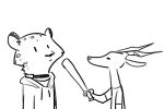  2018 ambiguous_gender animated antelope anthro baseball_bat bat_(object) black_and_white boop bovid cheek_tuft clothed clothing collar duo english_text felid fuel_(artist) fuel_(character) fur gazelle holding_object hoodie horn jaguar mammal monochrome nate_(smugbeverage) neck_tuft pantherine simple_background sound_effects spots spotted_fur text tuft white_background 