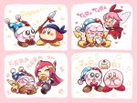  2boys 2girls bandana_waddle_dee bandanna blue_bandana blue_eyes blush blush_stickers bow bowtie brown_eyes cake claws commentary drooling eyes_closed fairy fairy_wings fang food hair_ribbon hallons_kabo hand_on_own_face hat heart holding holding_spear holding_weapon jester_cap kirby kirby_(series) laughing long_hair marx multiple_boys multiple_girls multiple_views nintendo no_arms no_mouth open_mouth pink_hair polearm purple_eyes red_bow red_neckwear red_ribbon ribbon ribbon_(kirby) romaji_text short_hair smile spear speech_bubble susie_(kirby) very_long_hair weapon wings yellow_wings 