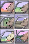  anthro canid canine canis comic coyote driving fur hi_res jake_(study_partners) male mammal story story_in_description study_partners tan_fur thunderouserections tired 