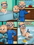  2019 alvin_and_the_chipmunks alvin_seville anthro blue_eyes casual_nudity chipmunk clothed clothing comic cub dialogue digital_media_(artwork) english_text eyewear g-cat glasses ground_squirrel hair headgear headwear hi_res male mammal nude open_mouth rodent sciurid simon_seville smile teeth text theodore_seville young 
