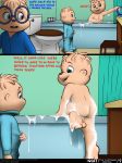  2019 alvin_and_the_chipmunks alvin_seville anthro blue_eyes butt casual_nudity chipmunk clothed clothing comic cub dialogue digital_media_(artwork) english_text eyewear g-cat glasses ground_squirrel hair hi_res male mammal nude open_mouth rodent sciurid simon_seville smile teeth text theodore_seville young 