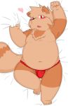  &lt;3 2014 anthro bear_2key bed belly blush bulge canid canine clothing cute_fangs fundoshi humanoid_hands japanese_clothing male mammal moobs navel nipples overweight overweight_male raccoon_dog red_eyes solo tanuki underwear 