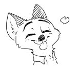  &lt;3 2018 ambiguous_gender anthro black_and_white canid canine cheek_tuft clothed clothing disney eyes_closed fox fuel_(artist) headshot_portrait low_res mammal monochrome neck_tuft nick_wilde portrait simple_background smile tongue tongue_out tuft white_background zootopia 