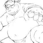  1:1 2019 alp_(tas) anthro belly clothing eyes_closed giant_panda hat headgear headwear hi_res humanoid_hands laohu male mammal moobs navel overweight overweight_male shorts simple_background solo tokyo_afterschool_summoners ursid video_games white_background 