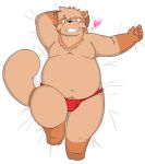  &lt;3 2014 anthro bear_2key bed belly blush canid canine clothing fundoshi hi_res humanoid_hands japanese_clothing male mammal moobs navel nipples overweight overweight_male raccoon_dog solo tanuki underwear 