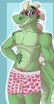  2019 absurd_res adrian anthro boxers_(clothing) clothed clothing crocodile crocodilian crocodylid fatcock hi_res male penis reptile scalie solo spacemuttt underwear 
