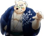  2019 anthro belly blue_eyes blush exe_exem eyewear fur glasses humanoid_hands leib_(tas) male mammal overweight overweight_male polar_bear simple_background smoking solo tokyo_afterschool_summoners ursid ursine video_games white_background white_fur 