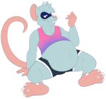  anthro claws clothing male male_pregnancy mammal murid murine plantigrade pregnant rat rodent shirt shorts simple_background sitting soles solo tank_top topwear vaneeltin 