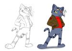  anthro balls barefoot clothed clothing domestic_cat felid feline felis foreskin fritz_the_cat fritz_the_cat_(character) front_view male mammal penile sexilydrawn shirt smoking solo toes topwear 