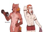  2019 4:3 animal_genitalia anthro balls canid canine canis digital_media_(artwork) fur hair hi_res human male mammal metalockdown_(artist) muscular nashborn_(character) nashborn_locke_(character) nipples nude red_eyes red_fur sheath transformation twingln_(artist) were werecanid werecanine werewolf wolf 