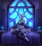  beckoning bed blizzard_entertainment breasts cleavage clothed clothing draenei female gesture hi_res humanoid lingerie looking_at_viewer midriff miosha navel panties seductive solo underwear video_games voluptuous warcraft 