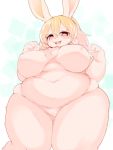  anthro atode_kimeru belly big_breasts blush breasts female hi_res lagomorph leporid looking_at_viewer mammal overweight overweight_female rabbit solo thick_thighs wide_hips 